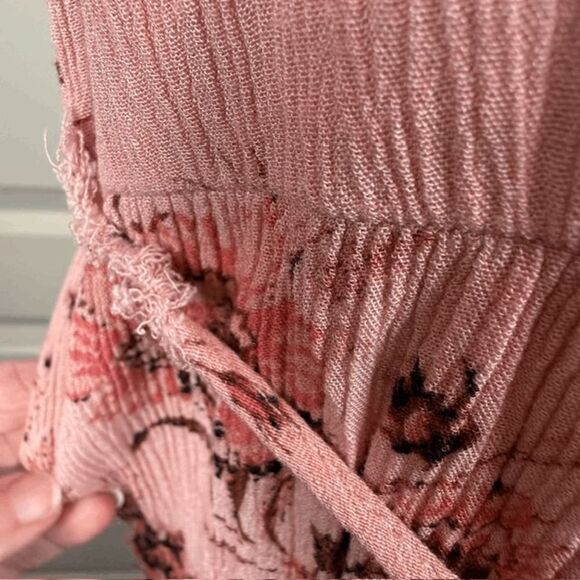 Maurices Pink Floral Lace Trim Babydoll Dress Mini Gauzy Flowy Size Large - Picture 6 of 13